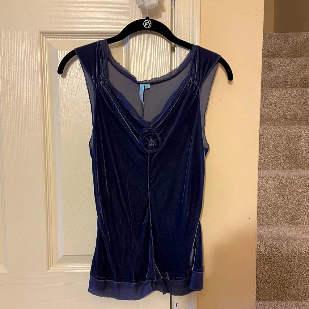 ANTHROPOLOGIE AQUARIUS PERIWINKLE VELVET TOP